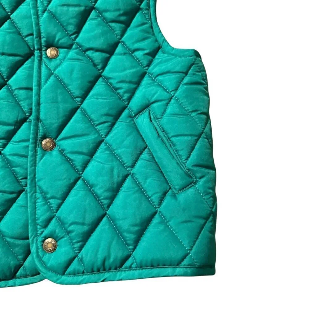 Janie & Jack Quilted Green Sleeveless Puffer Vest Snap Buttons & Pockets 12-18 m